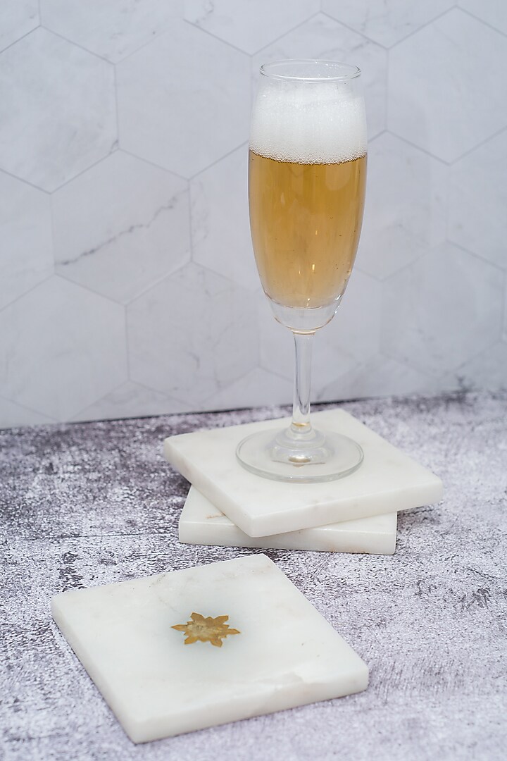 White & Gold Square Marble Coasters (Set of 4) by The Modern Storey at Pernia's Pop Up Shop