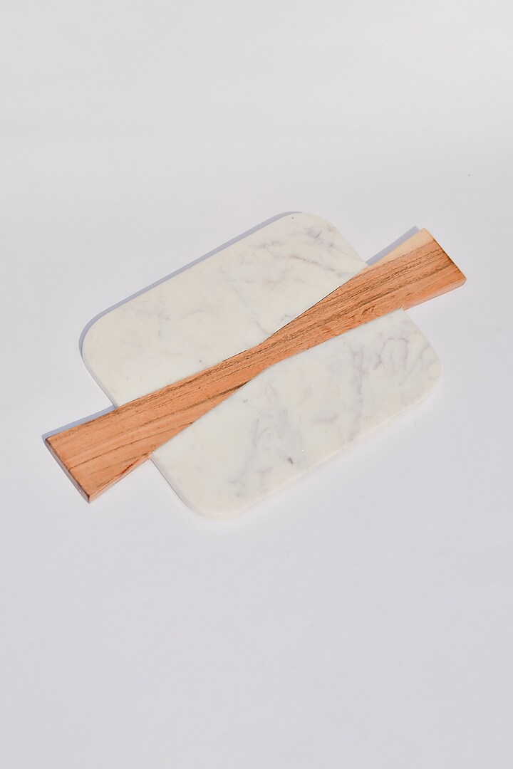 White Marble & Wood Platter by The Modern Storey at Pernia's Pop Up Shop