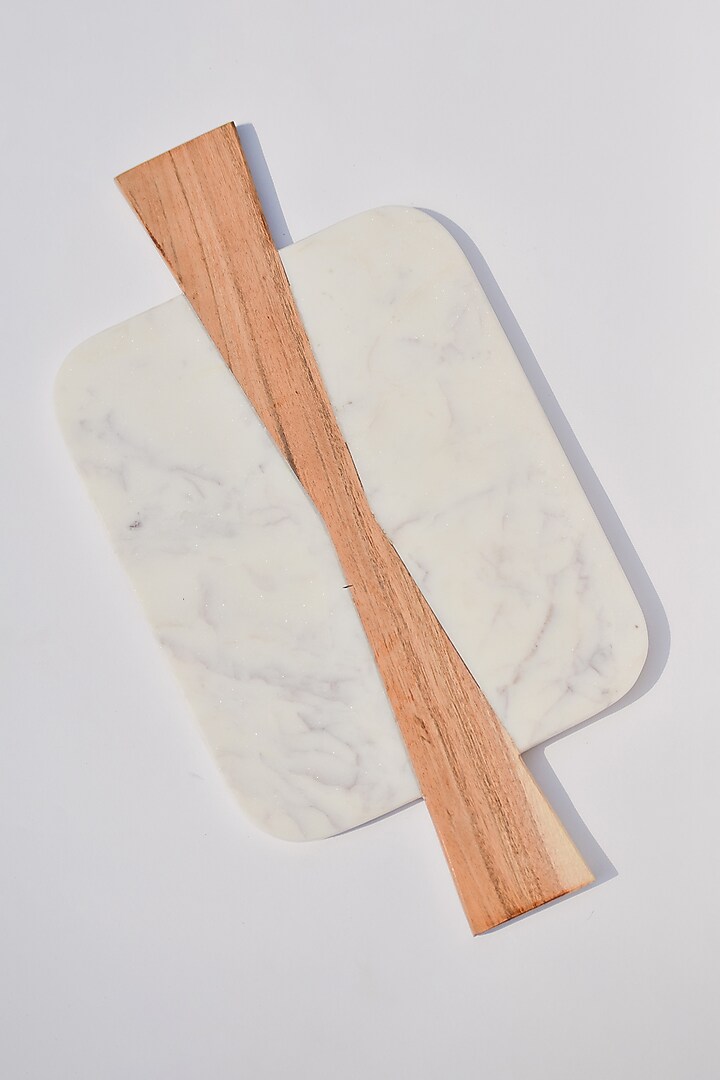 White Marble & Wood Platter by The Modern Storey at Pernia's Pop Up Shop