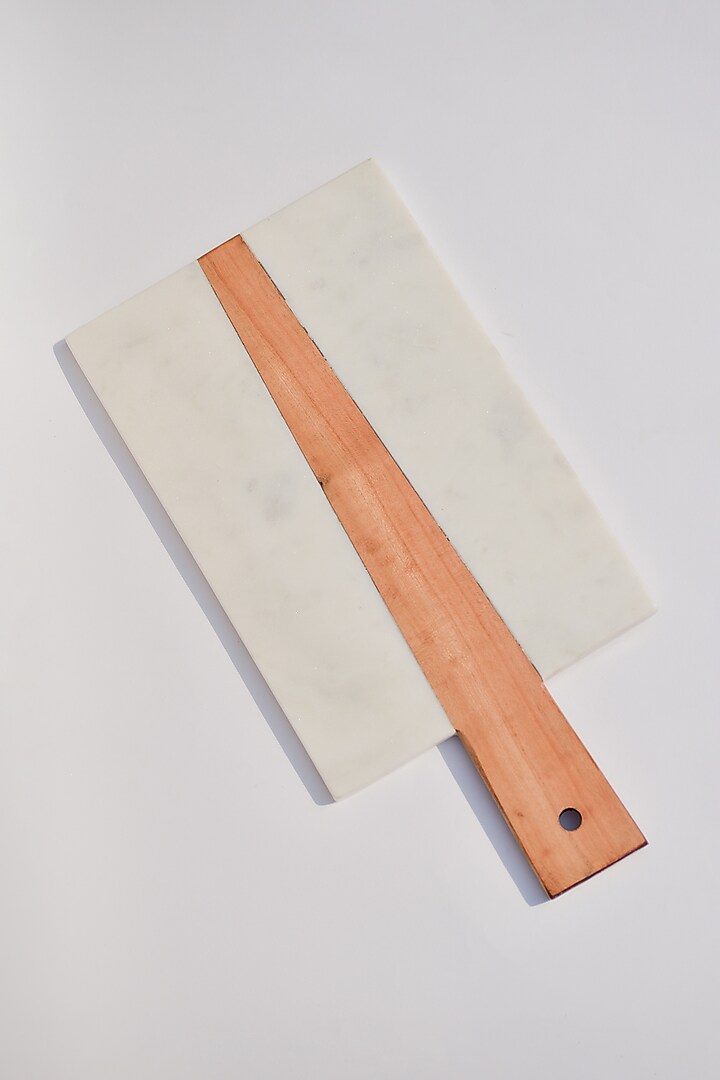 White Marble & Wood Rectangle Platter by The Modern Storey at Pernia's Pop Up Shop
