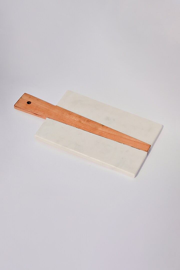 White Marble & Wood Rectangle Platter by The Modern Storey at Pernia's Pop Up Shop