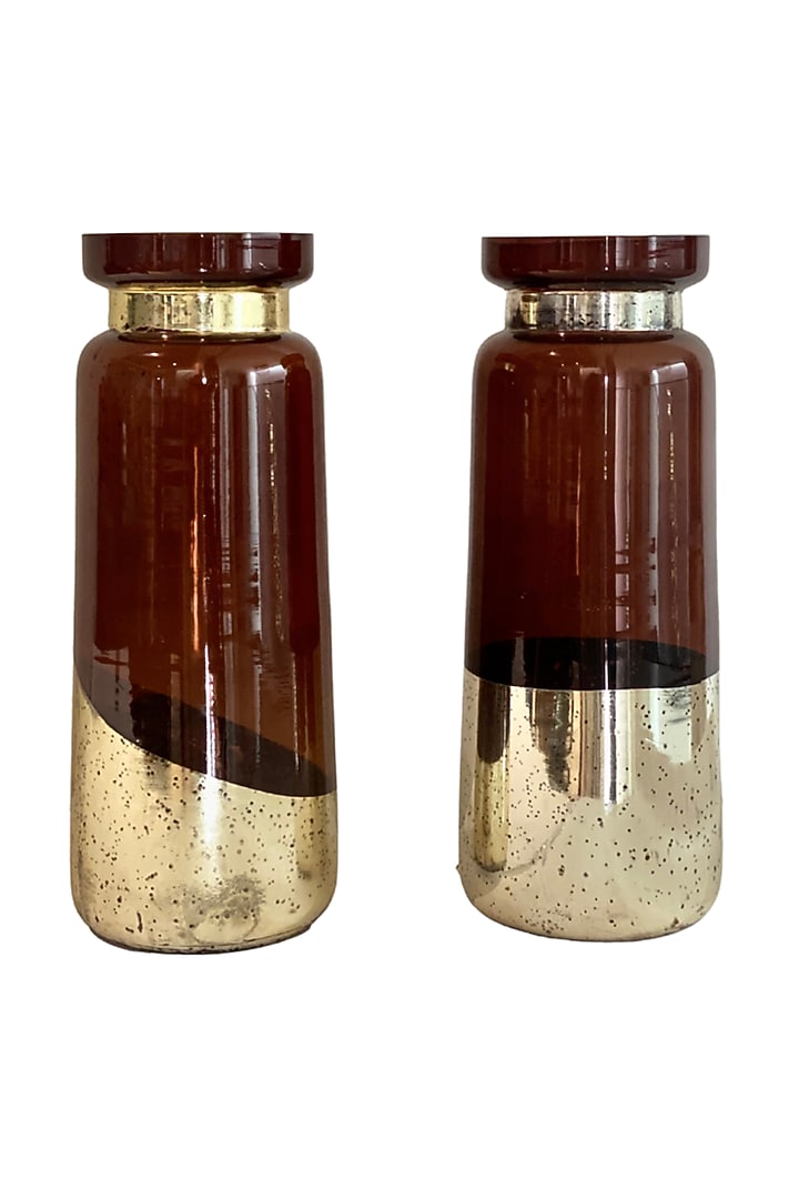 Brown & Gold Glass Vase (Set of 2) by The Modern Storey at Pernia's Pop Up Shop