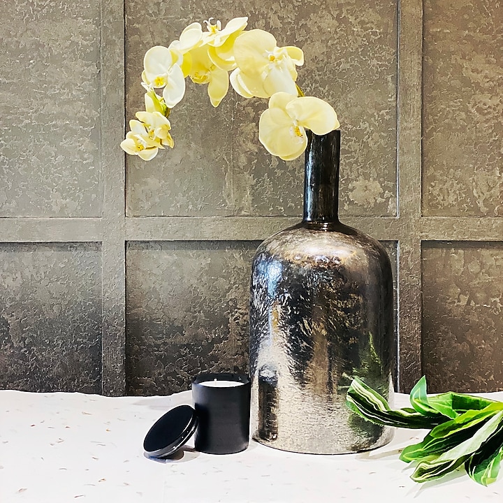 Grey & Silver Handcrafted Glass Vase by The Modern Storey