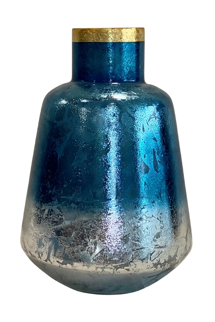 Metallic Cobalt Blue & Silver Glass Vase by The Modern Storey at Pernia's Pop Up Shop