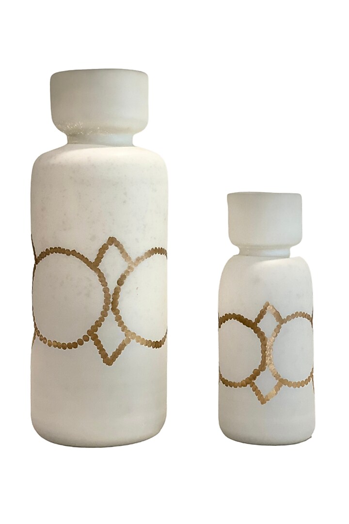 White & Gold Glass Vase (Set of 2) by The Modern Storey at Pernia's Pop Up Shop