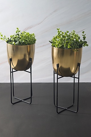 Gold Iron Planter (Set of 2) by The Modern Storey