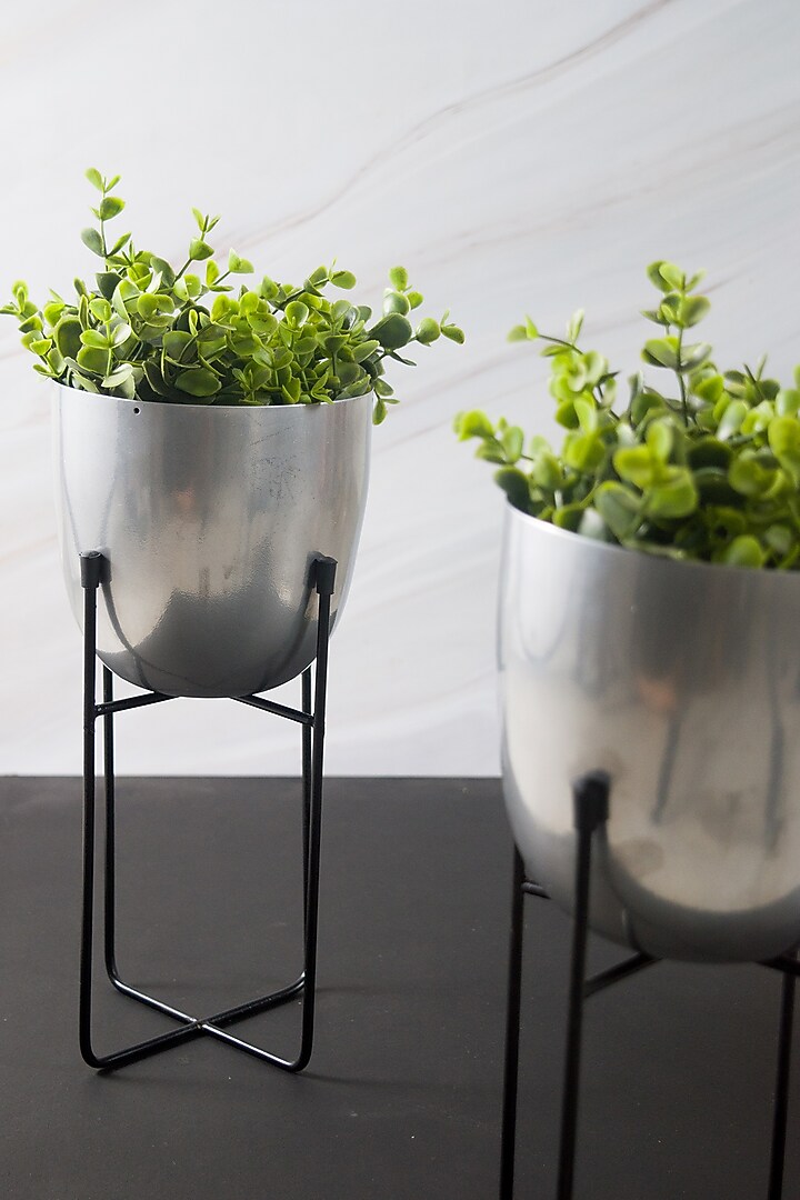Silver Iron Planter (Set of 2) by The Modern Storey at Pernia's Pop Up Shop