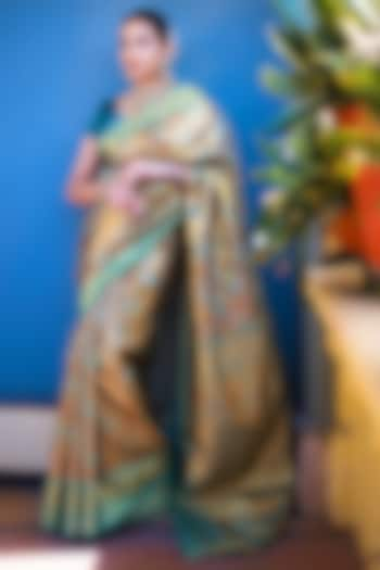 Sky Blue Mulberry Silk Zari Work Saree Set by Tanishkaa sarees at Pernia's Pop Up Shop