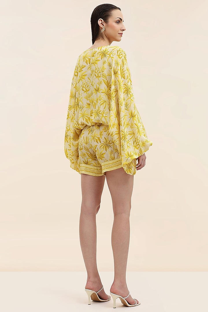 Yellow Crepe Floral Printed Co-Ord Set by TANGERINE  at Pernia's Pop Up Shop
