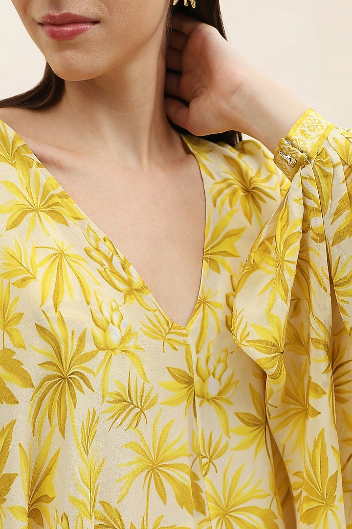 Yellow Crepe Floral Printed Co-Ord Set by TANGERINE  at Pernia's Pop Up Shop