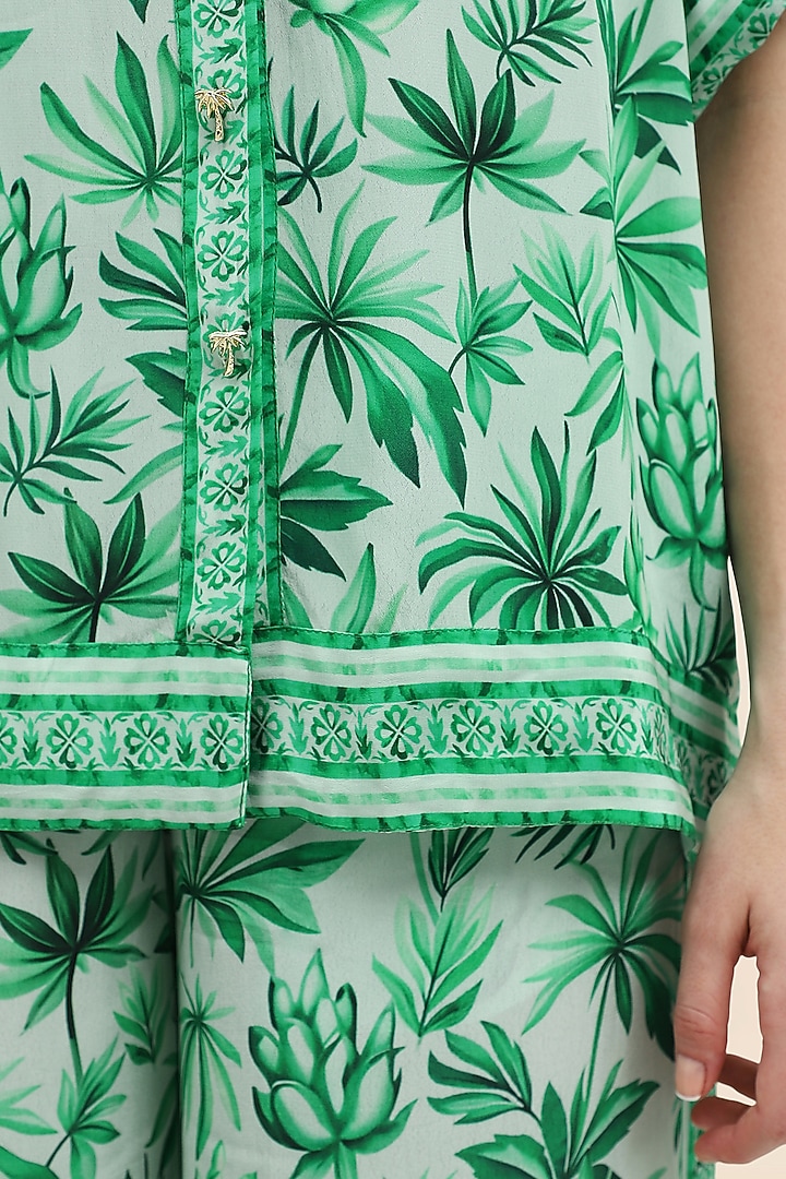 Sage Green Crepe Floral Printed Co-Ord Set by TANGERINE at Pernia's Pop Up Shop