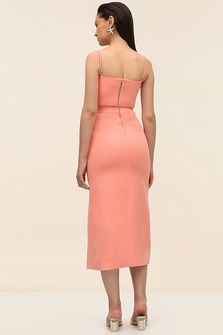 Coral Banana Crepe Embellished Co-Ord Set by TANGERINE at Pernia's Pop Up Shop