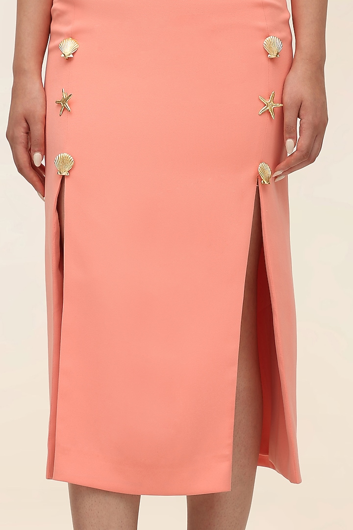 Coral Banana Crepe Embellished Co-Ord Set by TANGERINE at Pernia's Pop Up Shop