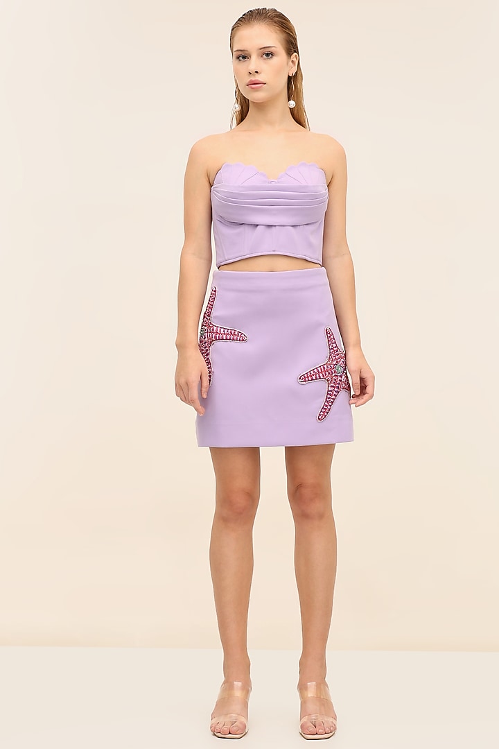 Amethyst Banana Crepe Hand-Embroidered Co-Ord Set by TANGERINE at Pernia's Pop Up Shop