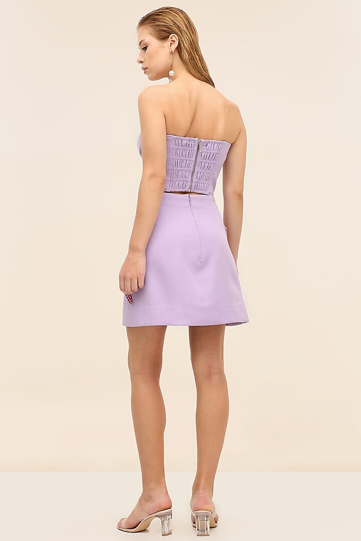 Amethyst Banana Crepe Hand-Embroidered Co-Ord Set by TANGERINE at Pernia's Pop Up Shop