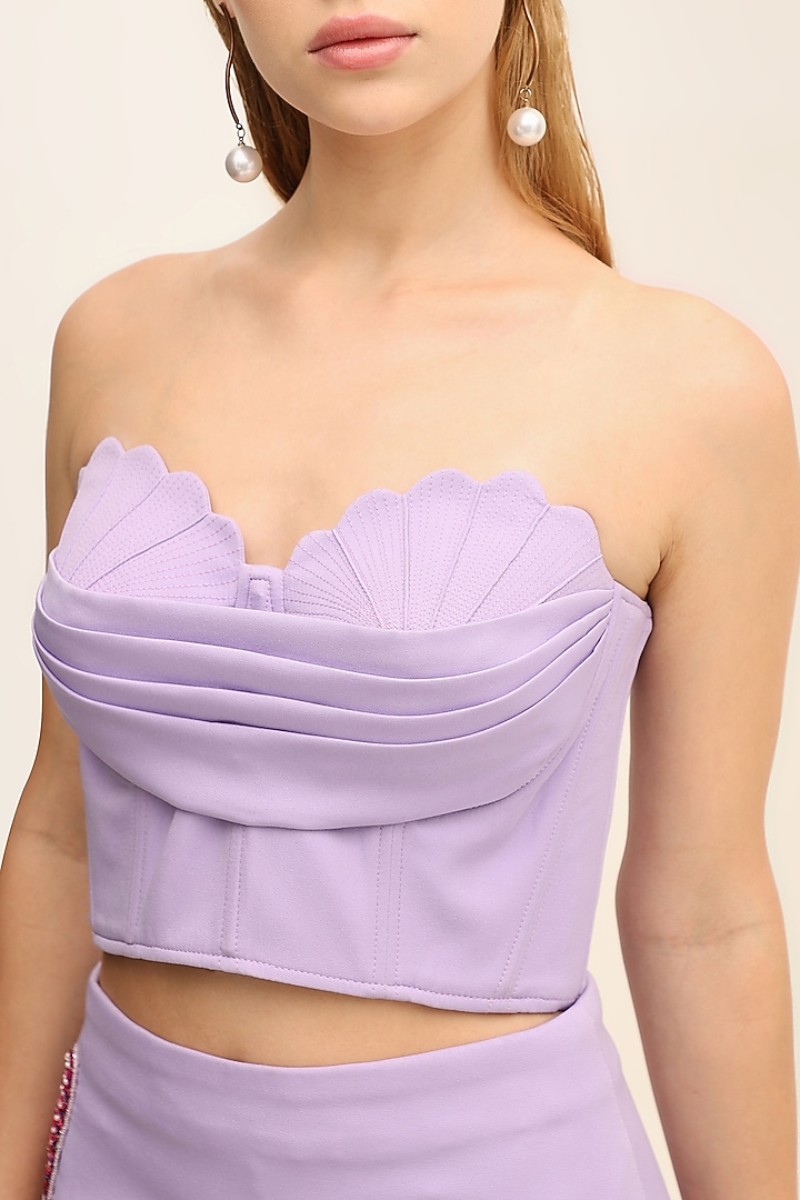 Amethyst Banana Crepe Hand-Embroidered Co-Ord Set by TANGERINE at Pernia's Pop Up Shop