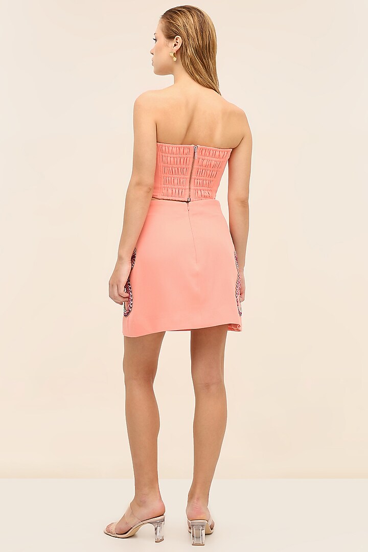 Coral Banana Crepe Hand-Embellished Co-Ord Set by TANGERINE at Pernia's Pop Up Shop