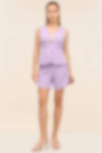 Amethyst Banana Crepe Shorts by TANGERINE at Pernia's Pop Up Shop