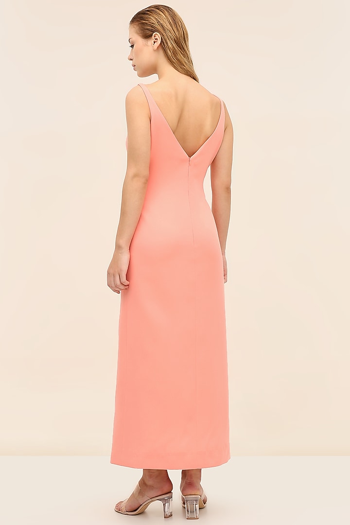 Coral Banana Crepe Embellished Midi Summer Dress by TANGERINE at Pernia's Pop Up Shop