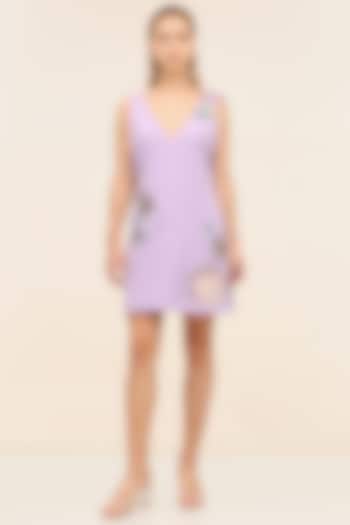 Amethyst Banana Crepe Hand-Beaded Mini Vacation Dress by TANGERINE at Pernia's Pop Up Shop
