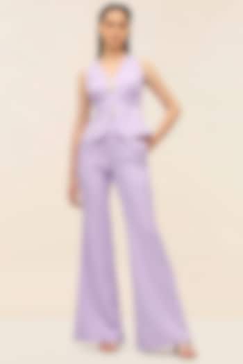 Amethyst Banana Crepe Tailored Wide-Leg Pants by TANGERINE at Pernia's Pop Up Shop