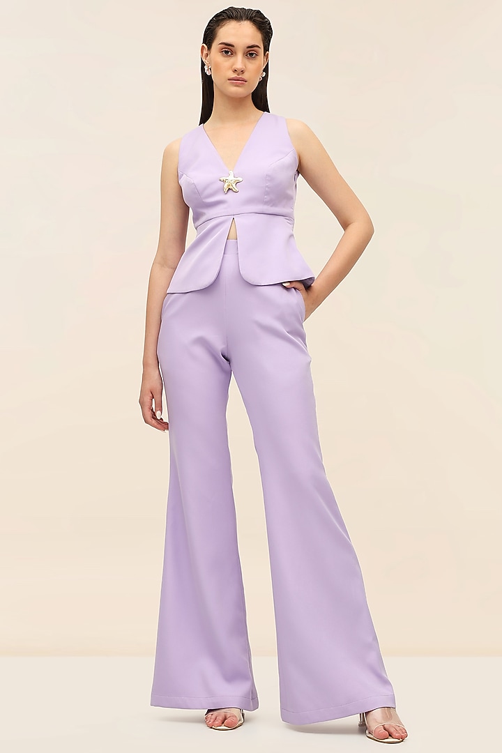 Amethyst Banana Crepe Tailored Wide-Leg Pants by TANGERINE at Pernia's Pop Up Shop