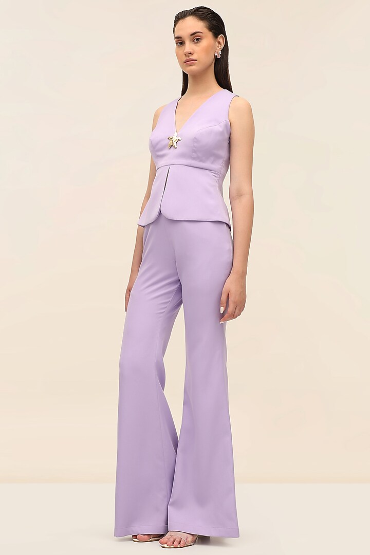 Amethyst Banana Crepe Tailored Wide-Leg Pants by TANGERINE at Pernia's Pop Up Shop