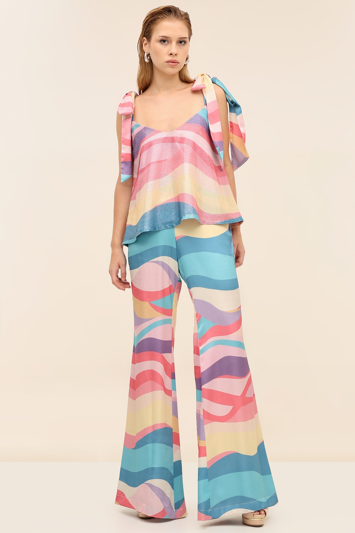 TANGERINE Multicoloured Georgette Sequins Printed Co-Ord Set