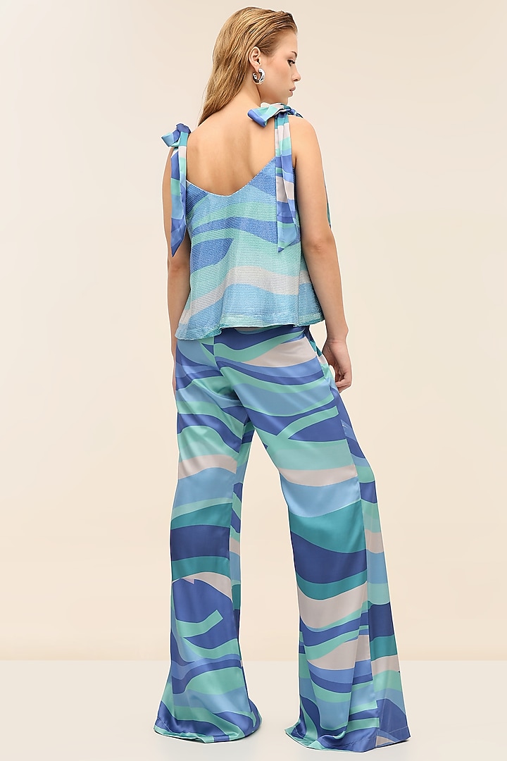 Seafoam Blue Georgette Sequins Printed Co-Ord Set by TANGERINE at Pernia's Pop Up Shop