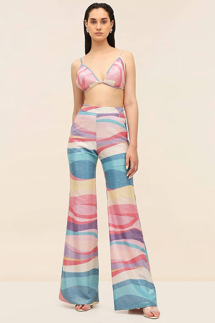 Multicoloured Georgette Sequins Printed Bikini Top by TANGERINE at Pernia's Pop Up Shop