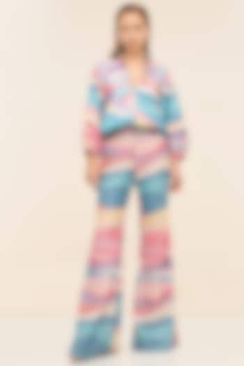 Multicoloured Georgette Sequins Printed Flared Pants by TANGERINE at Pernia's Pop Up Shop
