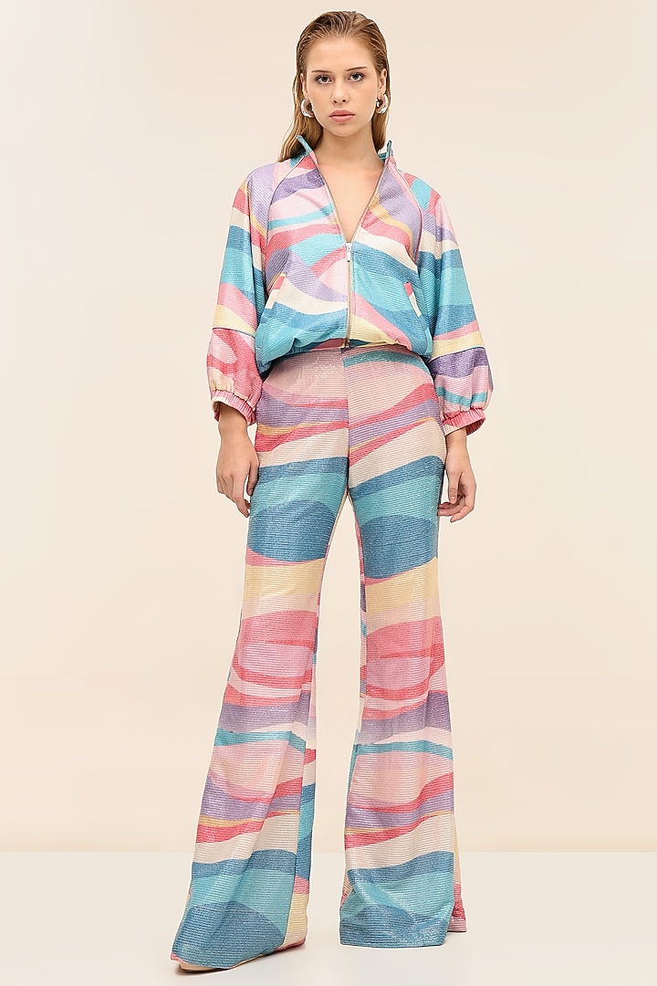 Multicoloured Georgette Sequins Printed Jacket by Taangerine Tiger at Pernia's Pop Up Shop
