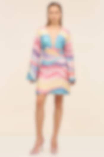 Multicoloured Georgette Sequins Printed Mini Vacation Dress by Taangerine Tiger at Pernia's Pop Up Shop