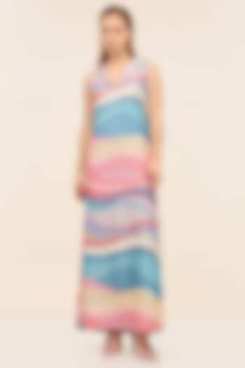 Multicoloured Georgette Sequins Printed Midi Vacation Dress by Taangerine Tiger at Pernia's Pop Up Shop