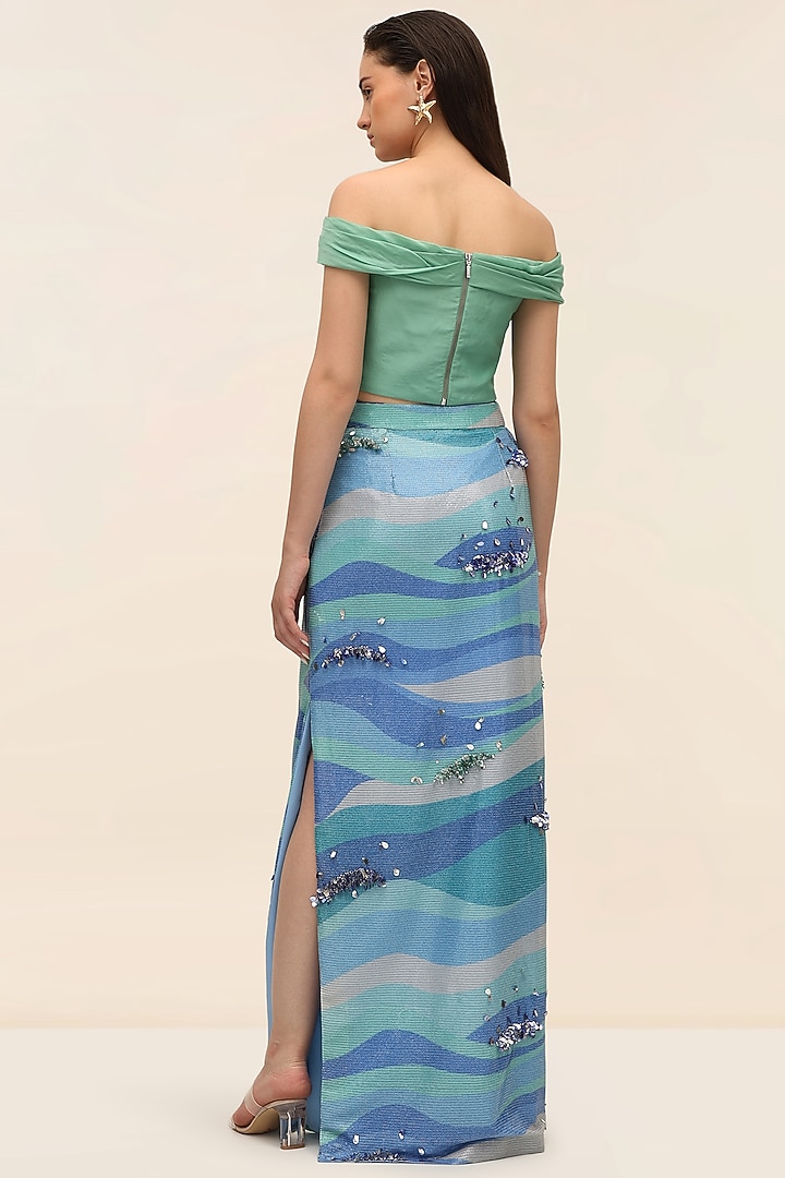 Green Organza Off-Shoulder Bustier Top by TANGERINE at Pernia's Pop Up Shop