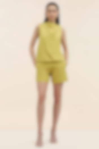 Yellow Blue Banana Crepe Co-Ord Set by TANGERINE at Pernia's Pop Up Shop
