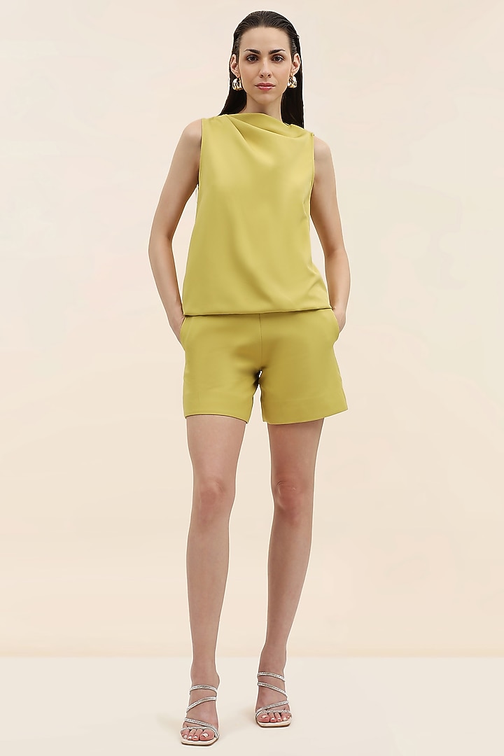 Yellow Blue Banana Crepe Co-Ord Set by TANGERINE at Pernia's Pop Up Shop