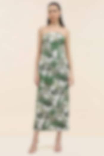 Multi-Coloured Jacquard Botanical Midi Vacation Dress by TANGERINE at Pernia's Pop Up Shop