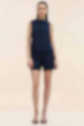 Midnight Blue Banana Crepe Co-Ord Set by TANGERINE at Pernia's Pop Up Shop