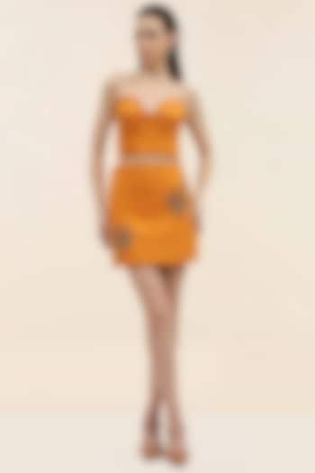 Orange Banana Crepe Embroidered Co-ord Set by TANGERINE at Pernia's Pop Up Shop