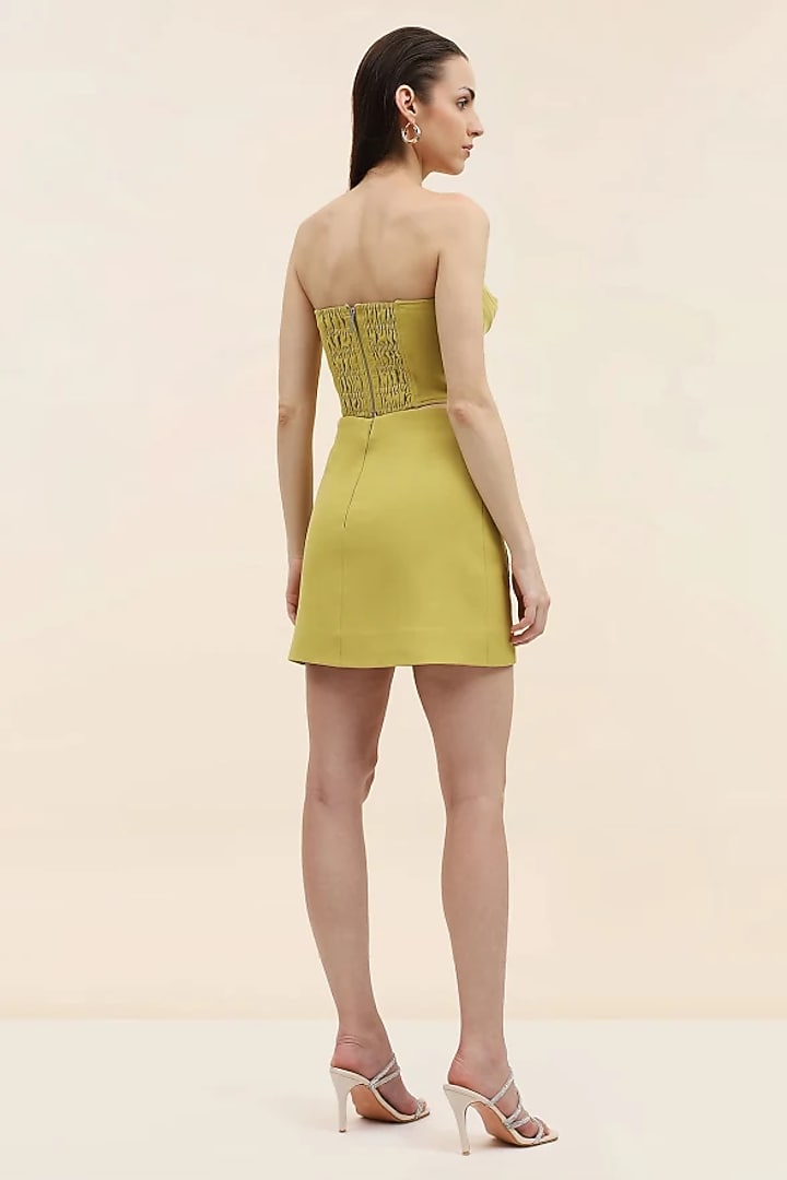 Yellow Blue Banana Crepe Embroidered Co-ord Set by Taangerine Tiger at Pernia's Pop Up Shop
