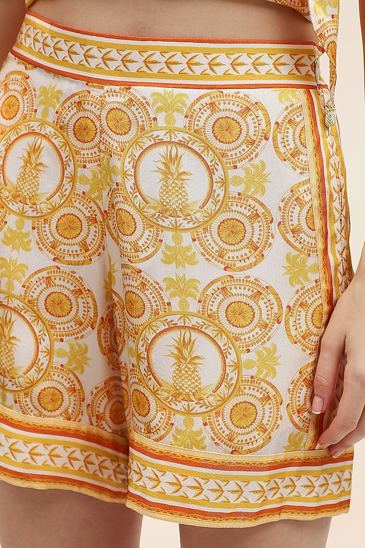 Yellow Twill Mediterranean Printed Top by TANGERINE at Pernia's Pop Up Shop