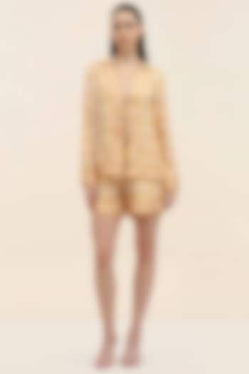 Yellow Twill Printed Shirt by TANGERINE  at Pernia's Pop Up Shop