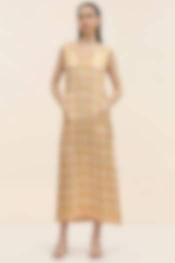Yellow Twill Printed Midi Vacation Dress by TANGERINE  at Pernia's Pop Up Shop