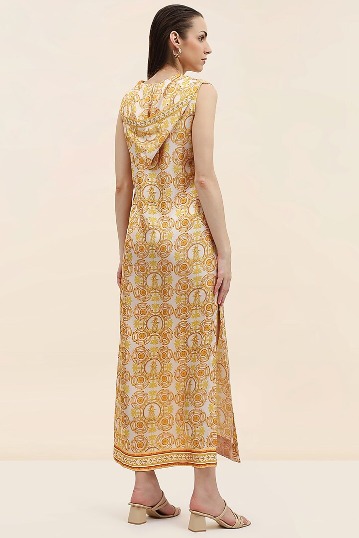 Yellow Twill Printed Midi Vacation Dress by TANGERINE at Pernia's Pop Up Shop