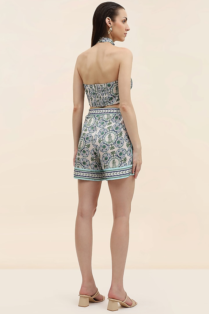 Azure Blue Twill Printed Co-Ord Set by TANGERINE at Pernia's Pop Up Shop