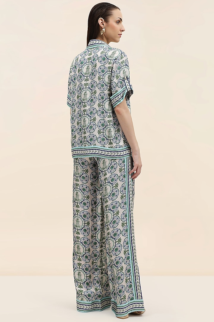 Azure Blue Twill Printed Co-Ord Set by TANGERINE at Pernia's Pop Up Shop