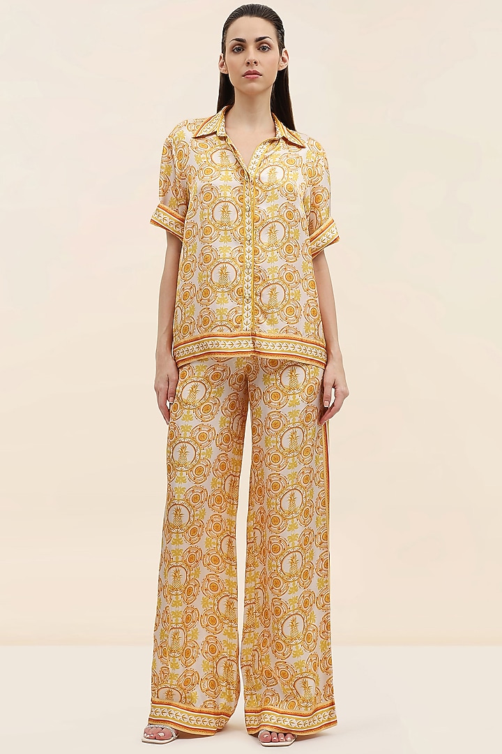 Yellow Twill Printed Co-Ord Set by TANGERINE at Pernia's Pop Up Shop