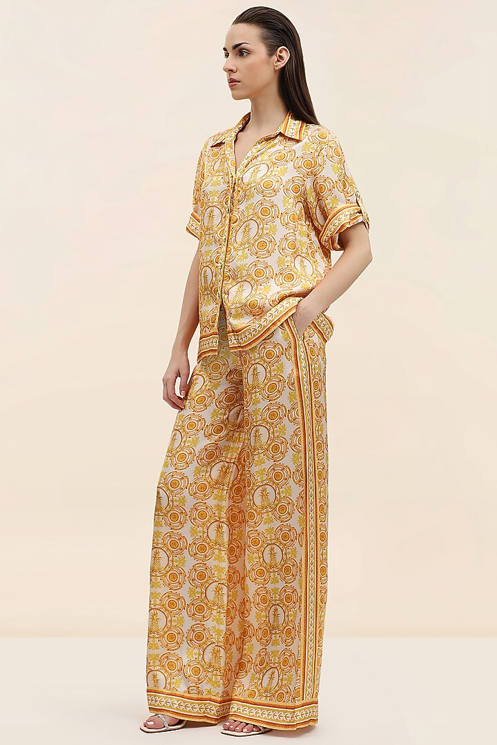 Yellow Twill Printed Co-Ord Set by TANGERINE at Pernia's Pop Up Shop