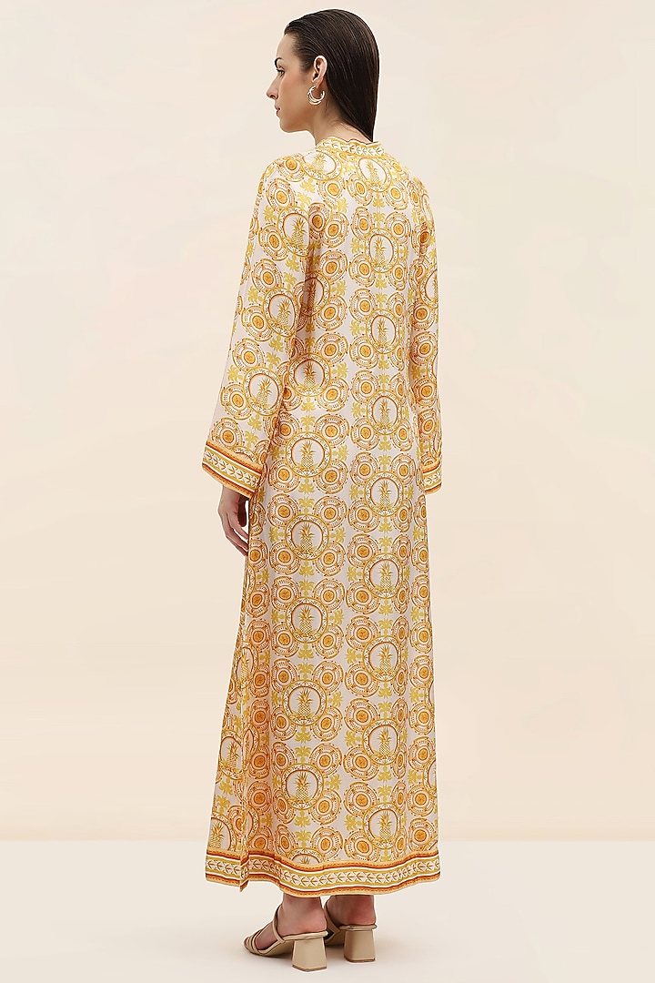 Yellow Twill Printed Kaftan by TANGERINE  at Pernia's Pop Up Shop